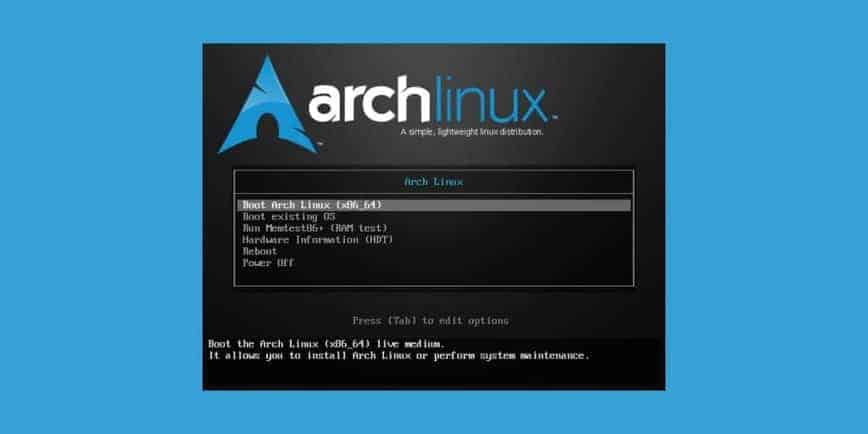 Arch Linux Boot Menu