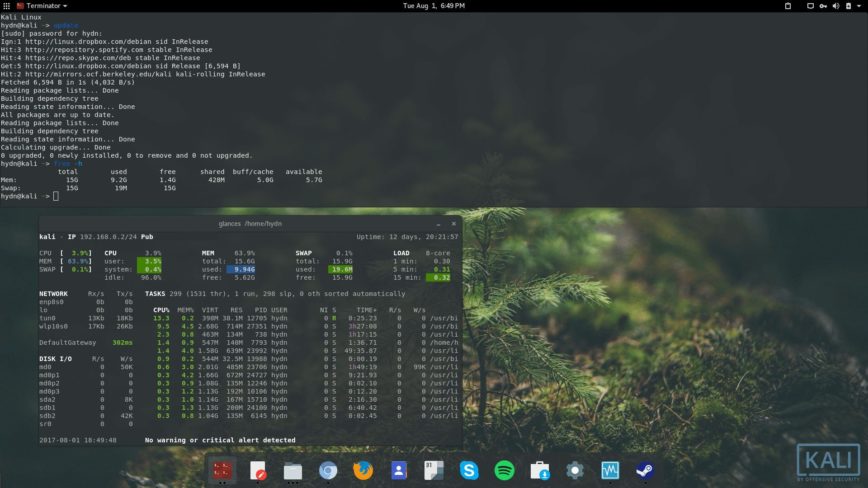 Kali Linux Gnome desktop