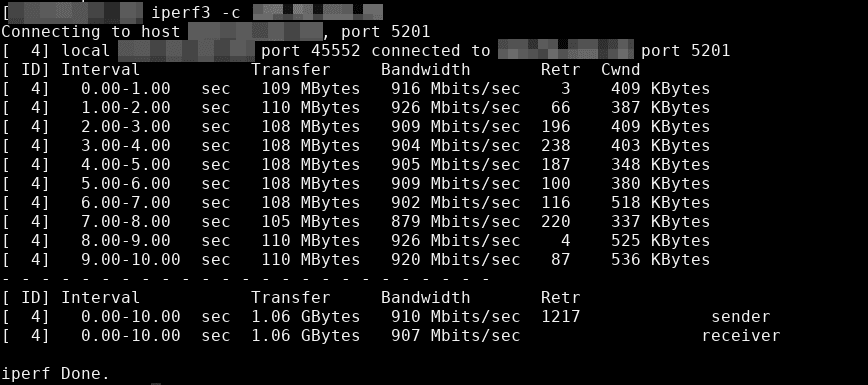 iperf3 screenshot - Stacklinux.com VPS (Linux Networking Commands and Scripts)