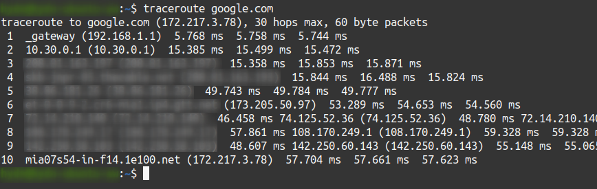 traceroute example
